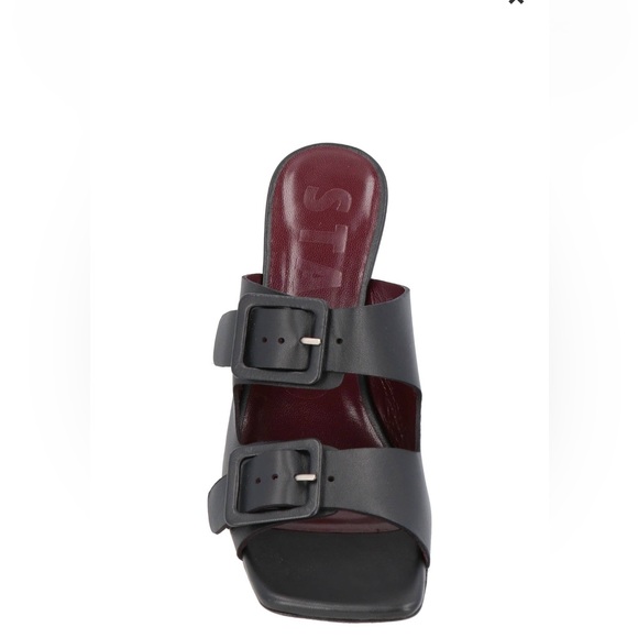 STAUD Shoes - STAUD Black Double-Buckle Leather Remi Heel
